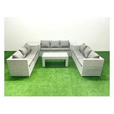 Fimous Rattan Garden Outdoor Furniture Set Seater Garden Sofa Oblong Coffee Table Set with Side 