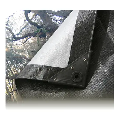 (3M x 3.6M) Black/Silver Heavy Waterproof Tarpaulin Sheet Tarp Cover With Eyelet