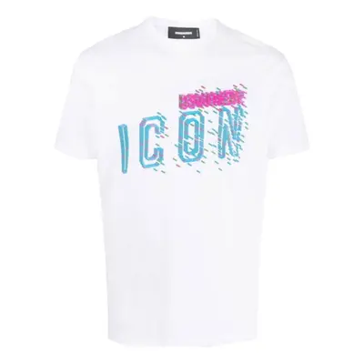 (XL) Dsquared2 Icons Pixel Logo Cool Fit White T-Shirt