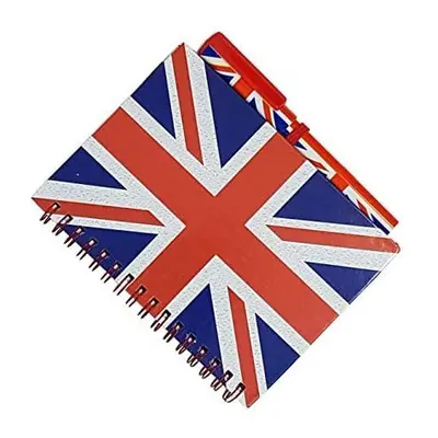 Union Jack Notebook and Matching Pen - Medium A6 Size/London Souvenir Wirebound Notebook/British