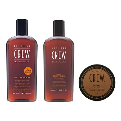 American Crew Daily Moisturizing Shampoo 450ml, Conditioner 450ml and Pomade 50g