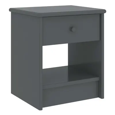 vidaXL Solid Pinewood Bedside Cabinet Dark Grey cm Wooden Side End Table