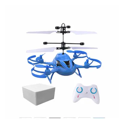 (Blue, RTF) Mini 4CH RC Helicopter With LED Light Gesture Sensing Hovering Induction Children Gi