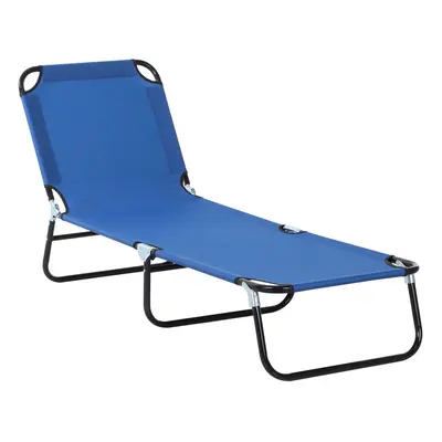 Outsunny Folding Lounge Chair Outdoor Chaise Lounge for Bench Patio Blue