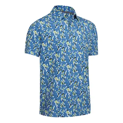 (M, Vallarta Blue) Callaway Golf Mens All Over Tropical Micro Stretch Eco Friendly Polo Shirt