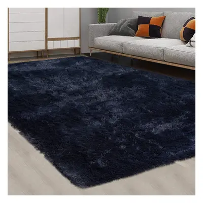 (Navy, 140x200cm) Fluffy Rugs Large Shaggy Rug Bedroom Living Room Anti Slip Soft Carpet Floor M