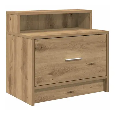 (artisan oak, pcs) vidaXL Bedside Cabinet with Drawer Concrete Grey 51x31x47 cm bedside table