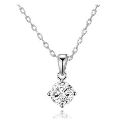 Sterling Silver Solitaire CZ Necklace