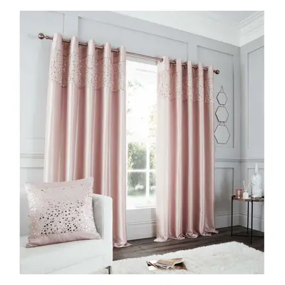 Catherine Lansfield Glitzy Eyelet Curtain 66x90 Inch Blush