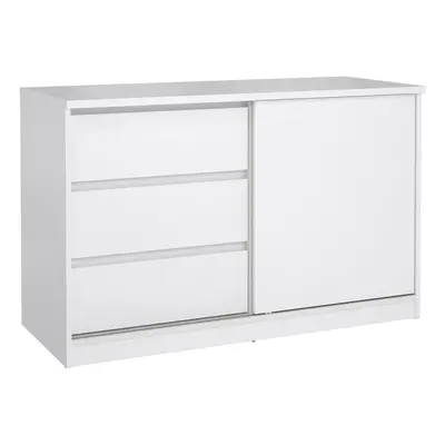 Naia Storage Unit with Sliding Door and Drawers in White High Gloss