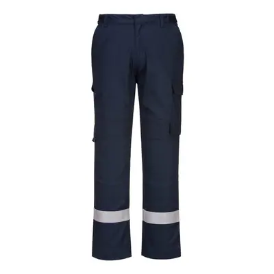 (S, Navy) Portwest Mens Bizflame Plus Panelled Work Trousers