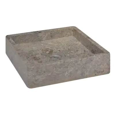 vidaXL Sink Grey 40x40x10 cm Marble Washroom Natural Stone Basin Bathroom