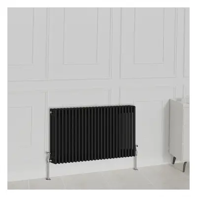 (600x1190mm-3 Column, Black) NRG Traditional Radiator Horizontal Vertical Cast Iron Style Double