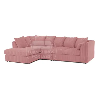 (5 Seater Left Hand Facing, Pink) Luxor Scatter Back Cord Corner Sofa Range