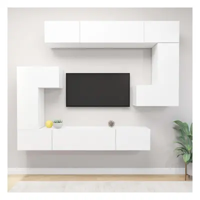 vidaXL TV Cabinet Set Piece White Chipboard Home Furniture TV Stand Cabinet