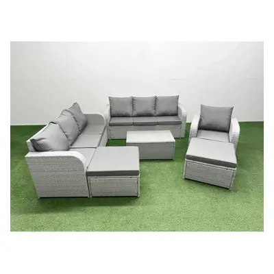 Fimous Seater Poly Rattan Outdoor Garden Furniture Sofa Set Patio Seater Sofa Reclining Chair Se