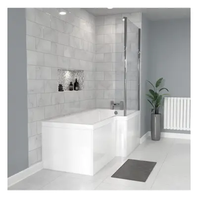 Nes Home x 850mm Right Hand Shaped Shower Bath With Shower Screen