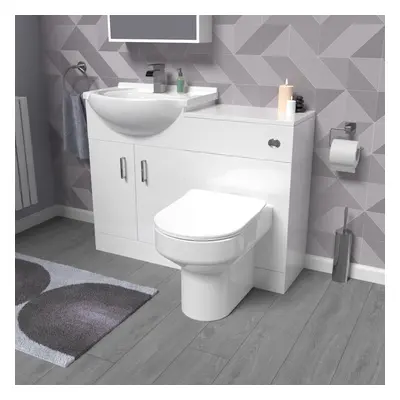 Nes Home 1050mm White Vanity Unit With WC Unit & Back To Wall Toilet