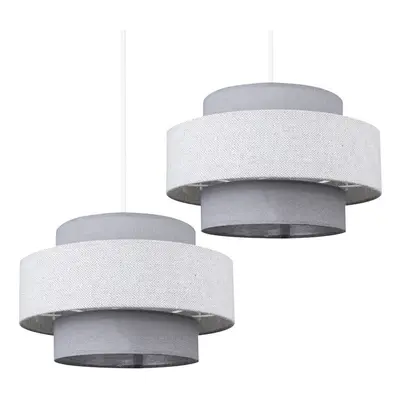 Weaver Tier Pair of Grey Ceiling Pendant Shade