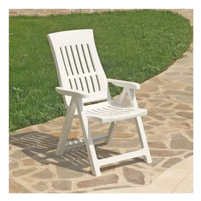 (White 1) Outdoor Foldable Plastic Garden Chair Patio Furniture With Adjustable Back