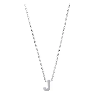 Jewelco London Ladies Sterling Silver Letter J Initial Pendant Necklace inch - GIN4J