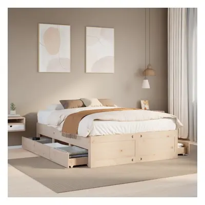 vidaXL Bed Frame without Mattress with Drawers 160x200 cm Solid Wood Pine