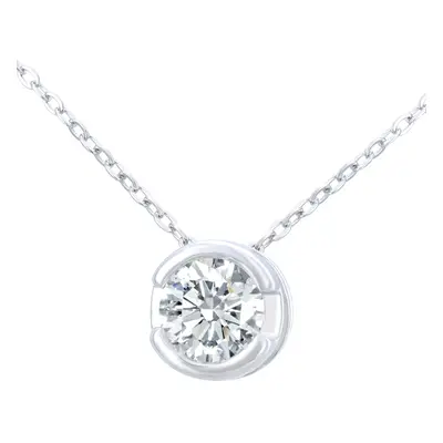 Jewelco London 9ct White Gold Round 1/4ct Diamond Solitaire Solitaire Necklace inch 46cm - PP0AX