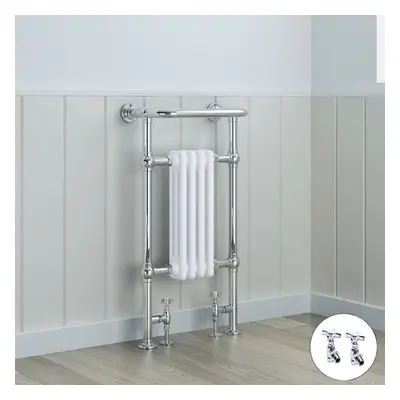 Salzburg Traditional Victorian x 479mm Chrome & White Towel Rail Radiator with Valves