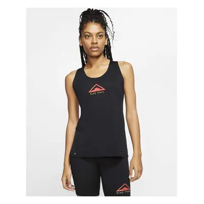 (M) Nike Trail City Sleek Womens Running Top Tank vest Reflective Logo - Black