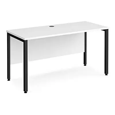 Mr Office Maestro straight desk 600mm deep - black bench leg frame, 1400, White