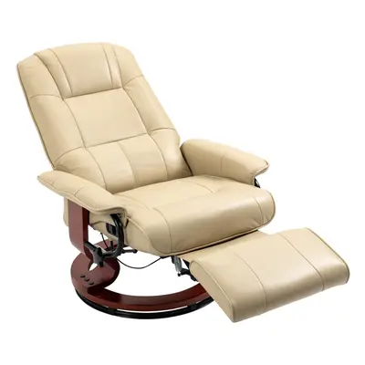 HOMCOM Ergonomic Office Recliner Sofa Chair PU Leather Armchair Lounger Cream