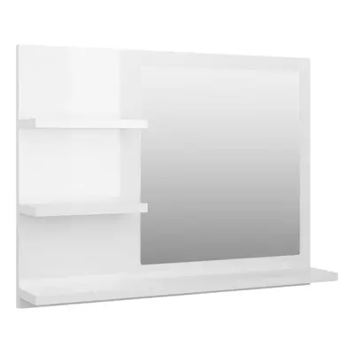 vidaXL Bathroom Mirror High Gloss White Engineered Wood Wall Mirror Furniture