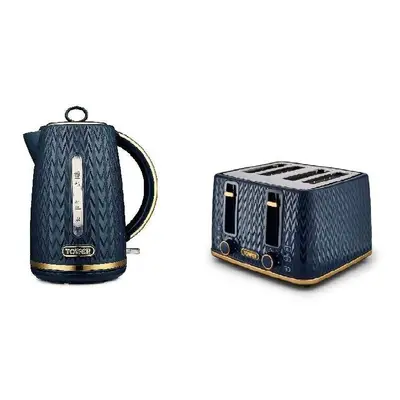 Tower Stylish Kitchen EMPIRE Midnight BLUE 1.7L 3kW Jug Kettle, Slice Toaster