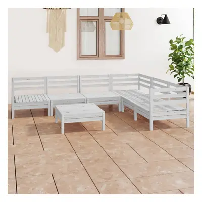 vidaXL Garden Lounge Set Outdoor Lounge Set Piece Solid Wood Pine White