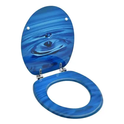 vidaXL WC Toilet Seat with Lid MDF Blue Water Drop Design Easy Clean Bathroom