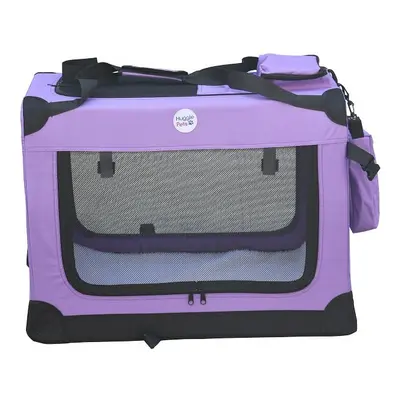 HugglePets Fabric Crate Foldable Pet Carrier - Purple, Medium