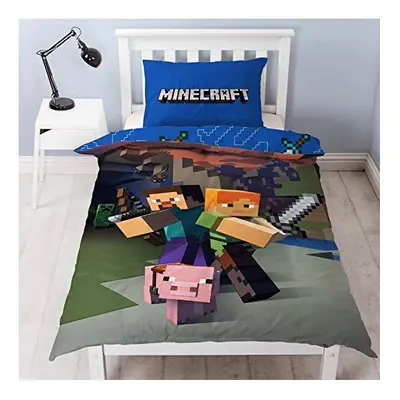 NEW MINECRAFT Reversible Cube Single Duvet Quilt cover set GAME MOVIE Kids Boys