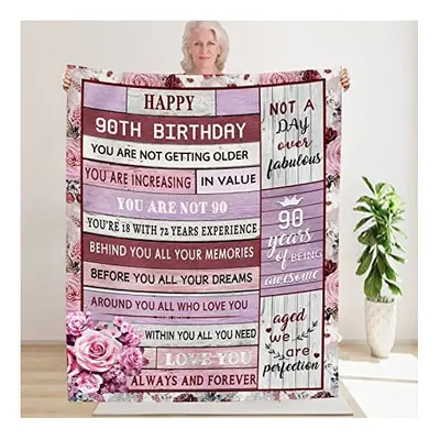 Fiwbnasz 90th Birthday Gift for Women, 90th Birthday Thrown Blanket 50" x 60", Years Old Gifts I