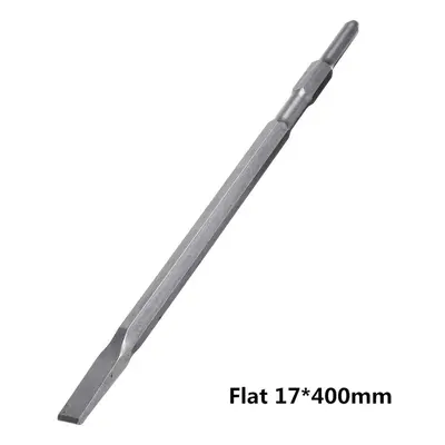 (Flat17*400mm) x 280/400/600mm Pointed/Flat Head Hex Shank Drill Bit for Hammer Drill Machine Sl