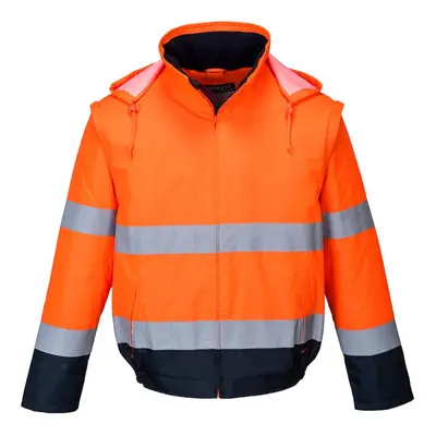 (3XL, Orange/Navy) Portwest Mens C464 Essential in Lite Hi-Vis Safety Bomber Jacket