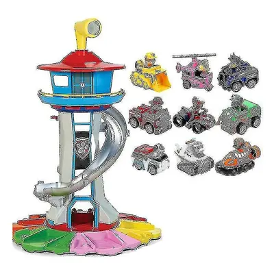 (Oversized Tower Puppy Headquarters Toy With Music Light Patrulla Canina Lookout Toys Set Kid's 