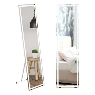 HOMCOM LED Lighted Full Length Mirror Dimmable Full Size Body Mirror for Bedroom