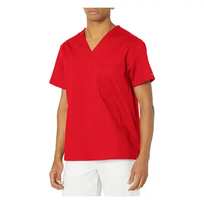 Dickies Mens Big and Tall Signature V-Neck Scrubs Shirt Red XXXX-Lar