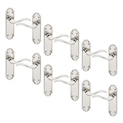 (Plain Polished Nickel x6) 4/6Pcs Lisbon Metal Door Easy Fittings Lever Handles Set, Fire Stain 