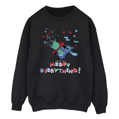 (S, Black) Disney Mens Lilo And Stitch Stitch Merry Everything Sweatshirt