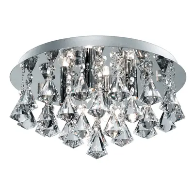 Bathroom IP44 Light Chrome Crystal Ceiling Flush