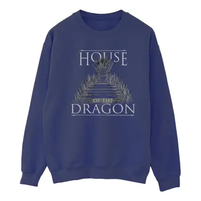 (S, Navy Blue) Game Of Thrones: House Of The Dragon Womens/Ladies Throne Text Sweatshirt