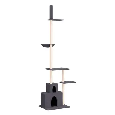 (dark grey) vidaXL Floor to Ceiling Cat Tree 250.5-276.5cm Cat Scratch Tower Multi Colours