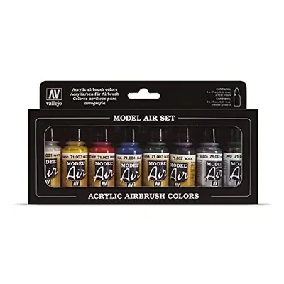 Vallejo Model Air Basic Colors Acrylic Paint Set for Air Brush - Assorted Colours (Pack of 8)