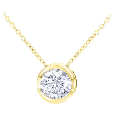 Jewelco London 9ct Yellow Gold Round 1/3ct Diamond Solitaire Pendant Necklace inch 46cm - PP0AXL